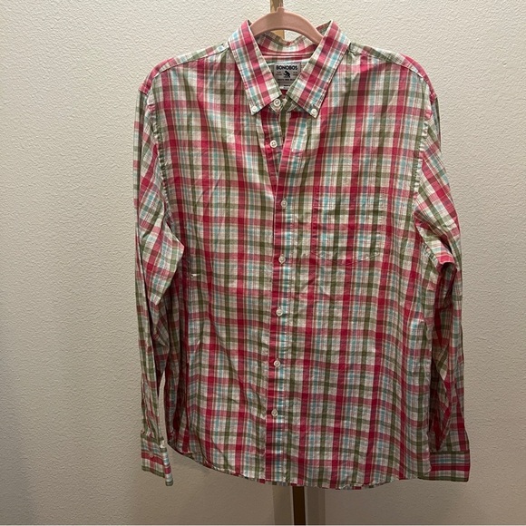 Bonobos Long Sleeve Button Down Shirt Pink plaid Large - Picture 1 of 6
